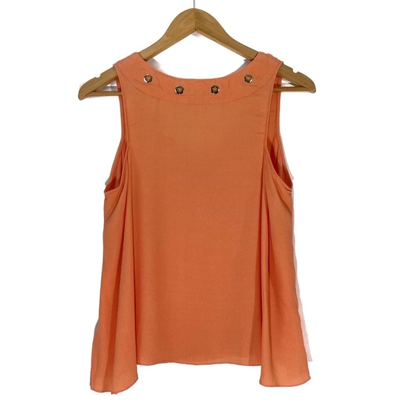 Marciano Women’s Size Small Orange Gold Grommet Detail Deep V Neck Tank Top - Picture 4 of 5